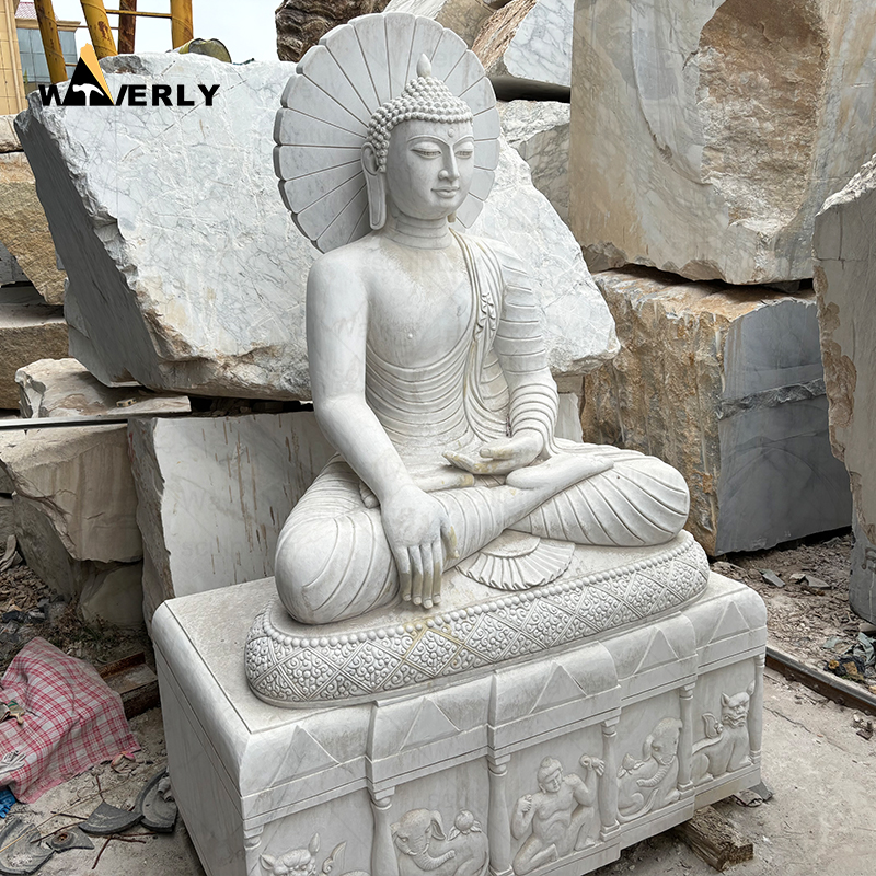 Outdoor Decor Giant White Marble Buddha Statue Sculpture MBC24-9-1204