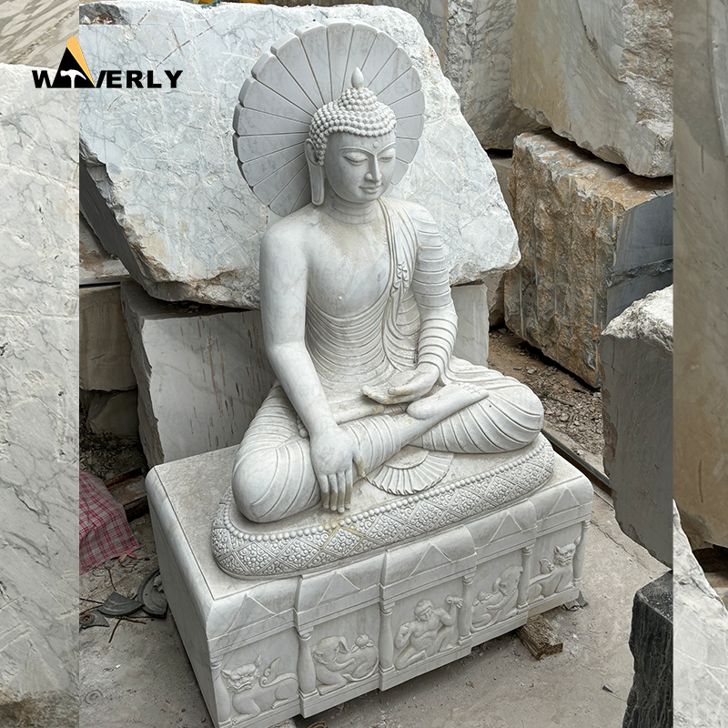 Outdoor Decor Giant White Marble Buddha Statue Sculpture MBC24-9-1204