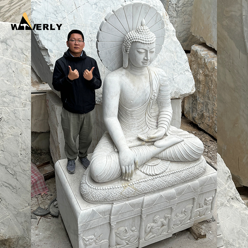 Outdoor Decor Giant White Marble Buddha Statue Sculpture MBC24-9-1204