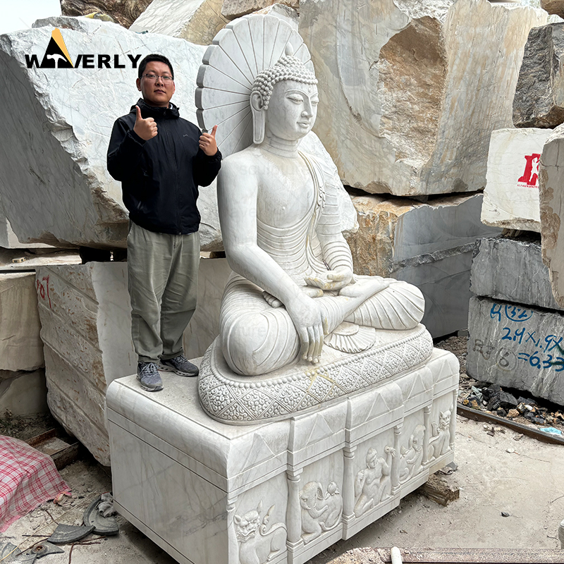 Outdoor Decor Giant White Marble Buddha Statue Sculpture MBC24-9-1204