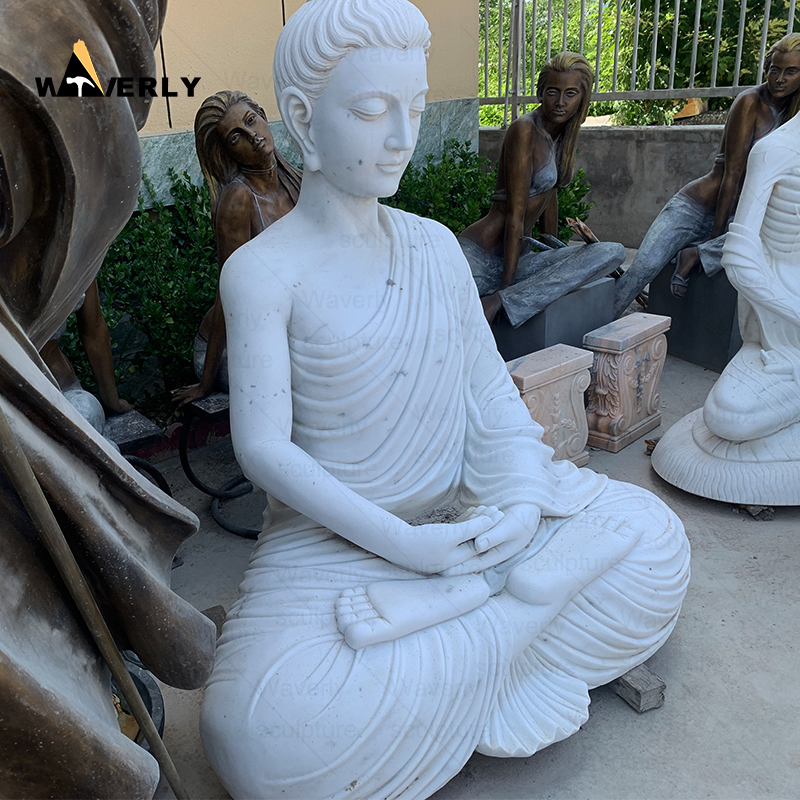 Life Size White Marble Sitting Buddha Statues MBC24-9-1801