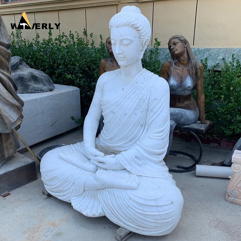 Life Size White Marble Sitting Buddha Statues MBC24-9-1801