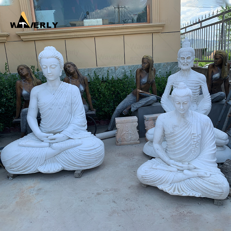 Life Size White Marble Sitting Buddha Statues MBC24-9-1801