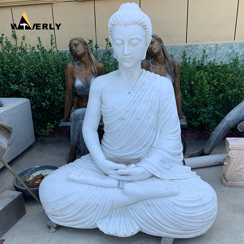 Life Size White Marble Sitting Buddha Statues MBC24-9-1801