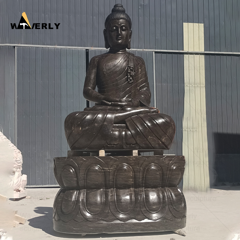 Large Black Granite Sitting Temple Buddha Statue MBC24-9-1901