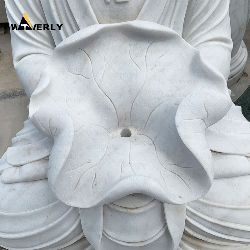 White marble buddha and lotus statues MBC24-9-2002