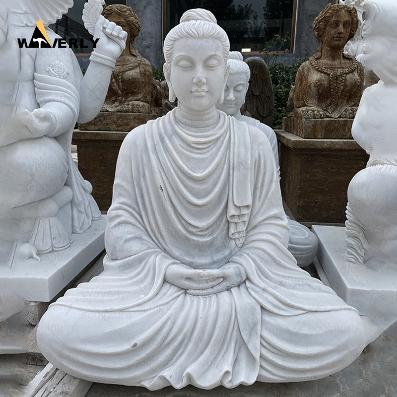 Life size white marble meditating buddha statue sculpture MBC24-9-2401