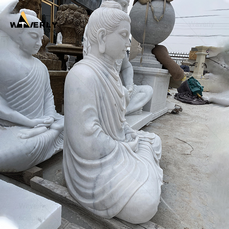 Life size white marble meditating buddha statue sculpture MBC24-9-2401