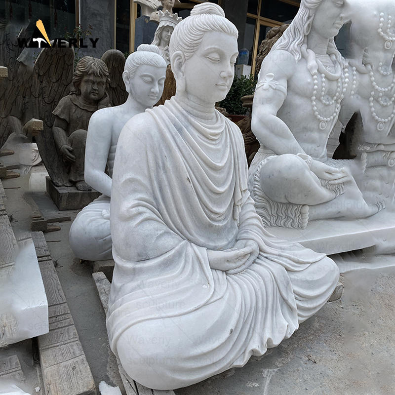 Life size white marble meditating buddha statue sculpture MBC24-9-2401