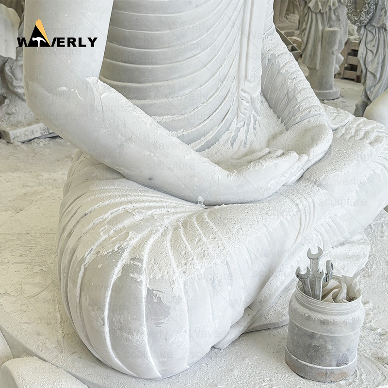 Outdoor large size white marble sitting lord buddha statue MBC24-10-901