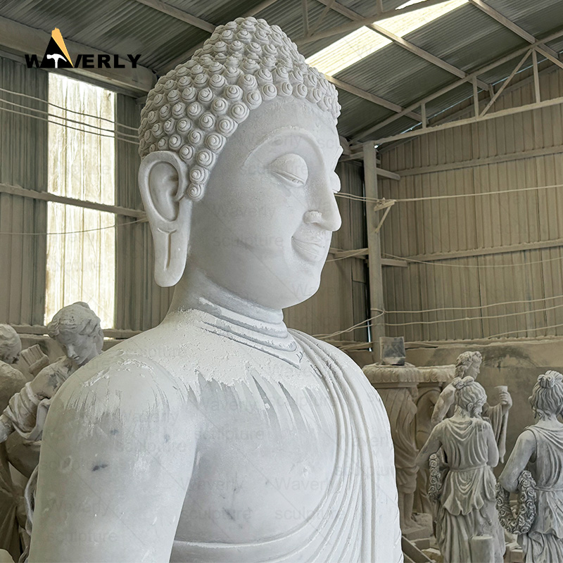 Outdoor large size white marble sitting lord buddha statue MBC24-10-901