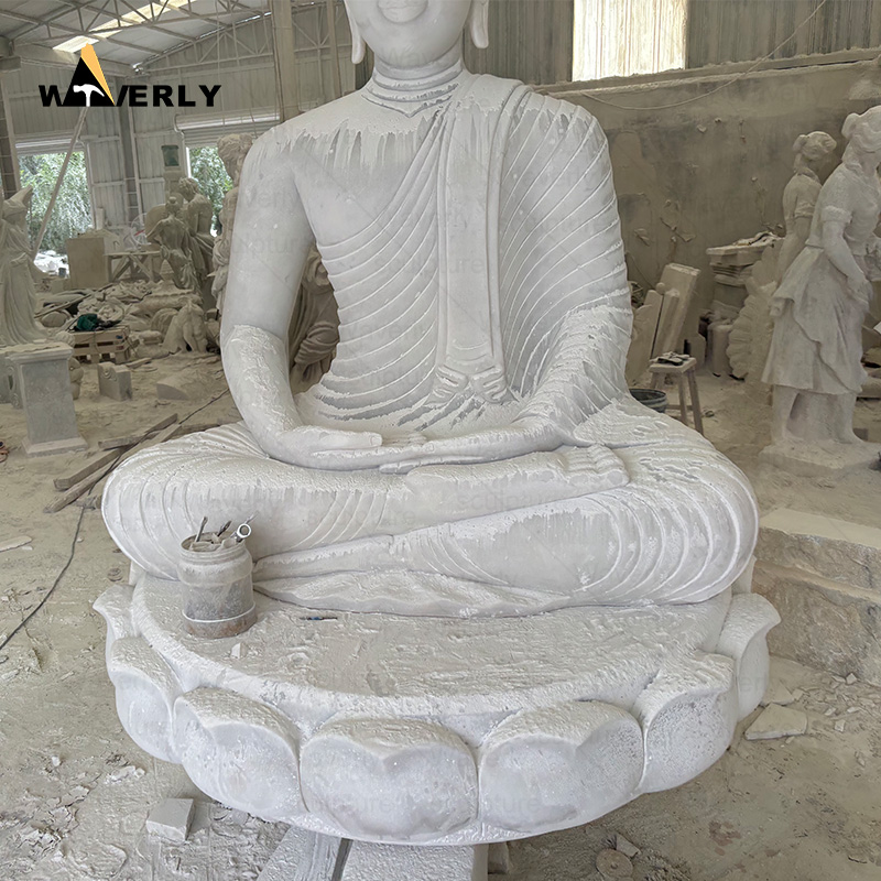 Outdoor large size white marble sitting lord buddha statue MBC24-10-901