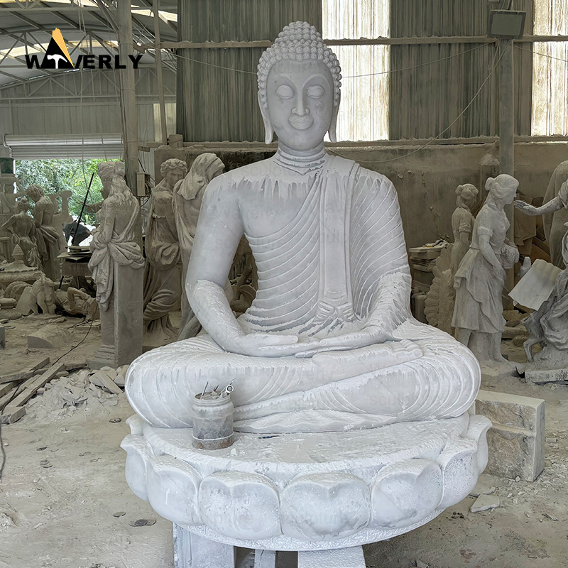 Outdoor large size white marble sitting lord buddha statue MBC24-10-901