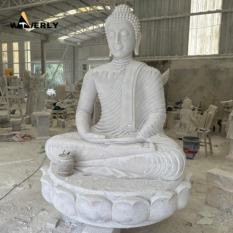 Outdoor large size white marble sitting lord buddha statue MBC24-10-901