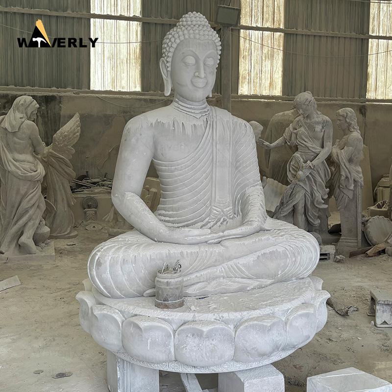 Outdoor large size white marble sitting lord buddha statue MBC24-10-901