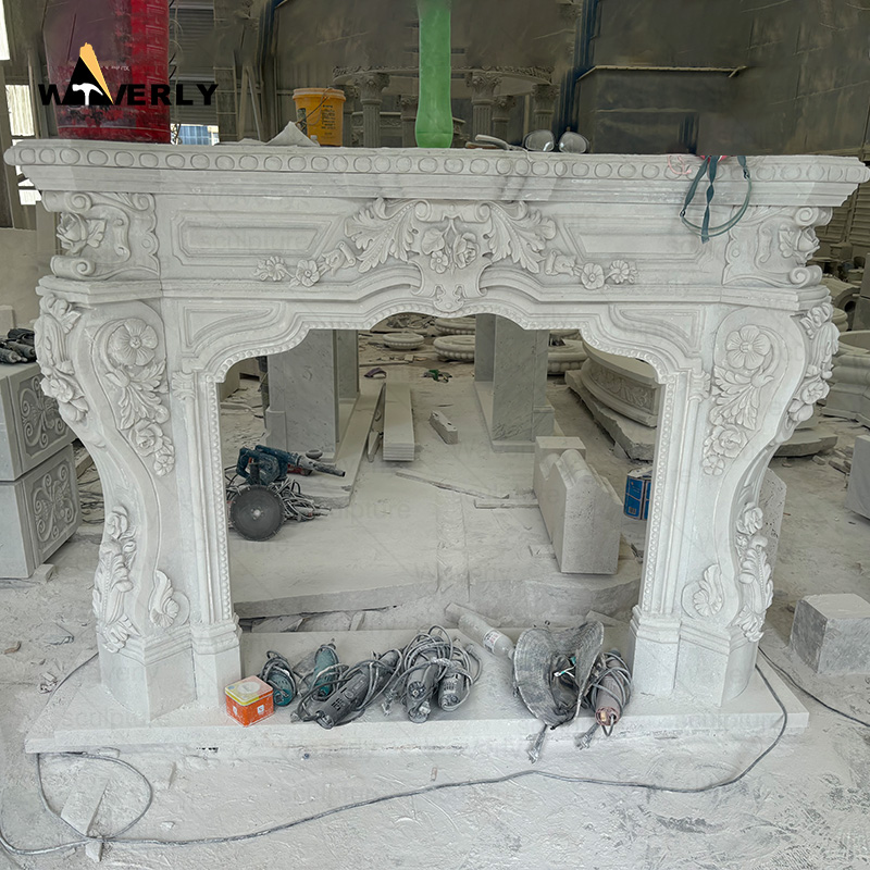 Classical white marble fireplace surround CMF24-10-1001