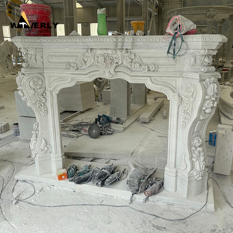 Classical white marble fireplace surround CMF24-10-1001