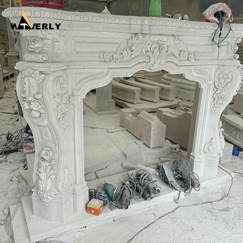 Classical white marble fireplace surround CMF24-10-1001