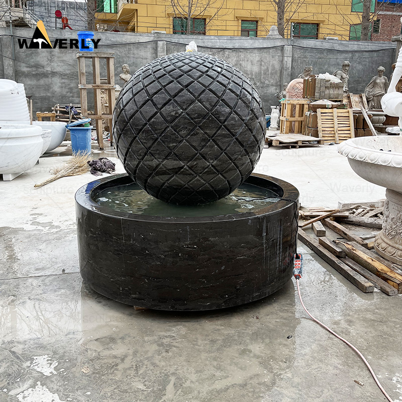 Garden decor black stone ball water fountain MFC101501