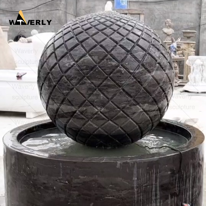 Garden decor black stone ball water fountain MFC101501