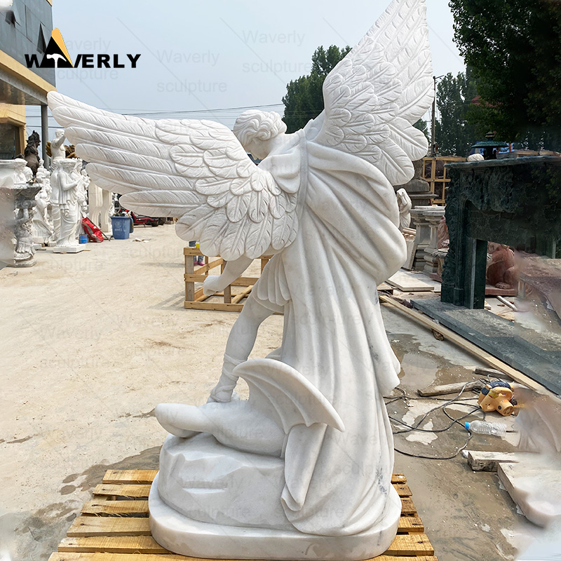 life size white marble saint michael archangel statue MBC24-10-1601