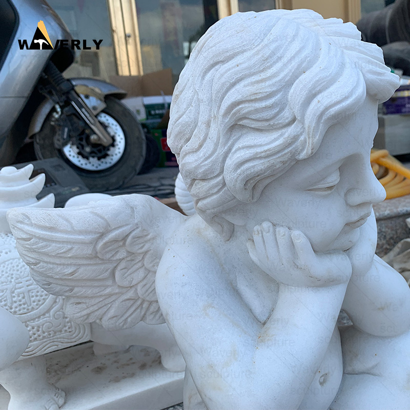 Wholesale white marble cherub statue for sale MBC24-10-1602