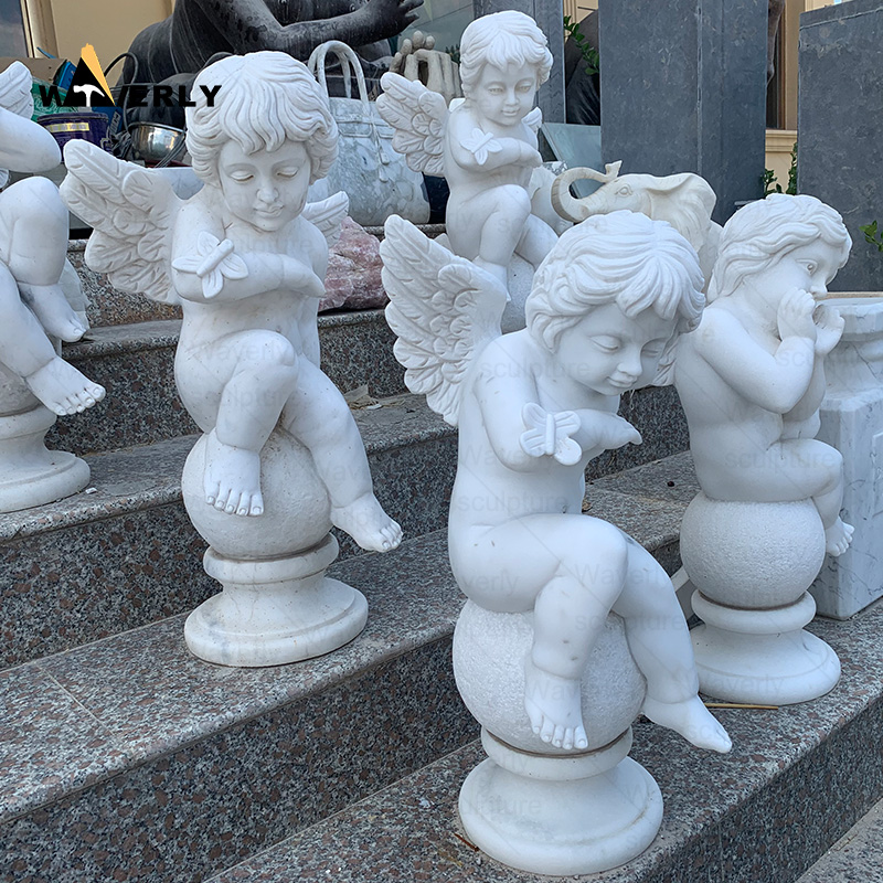 Wholesale white marble cherub statue for sale MBC24-10-1602