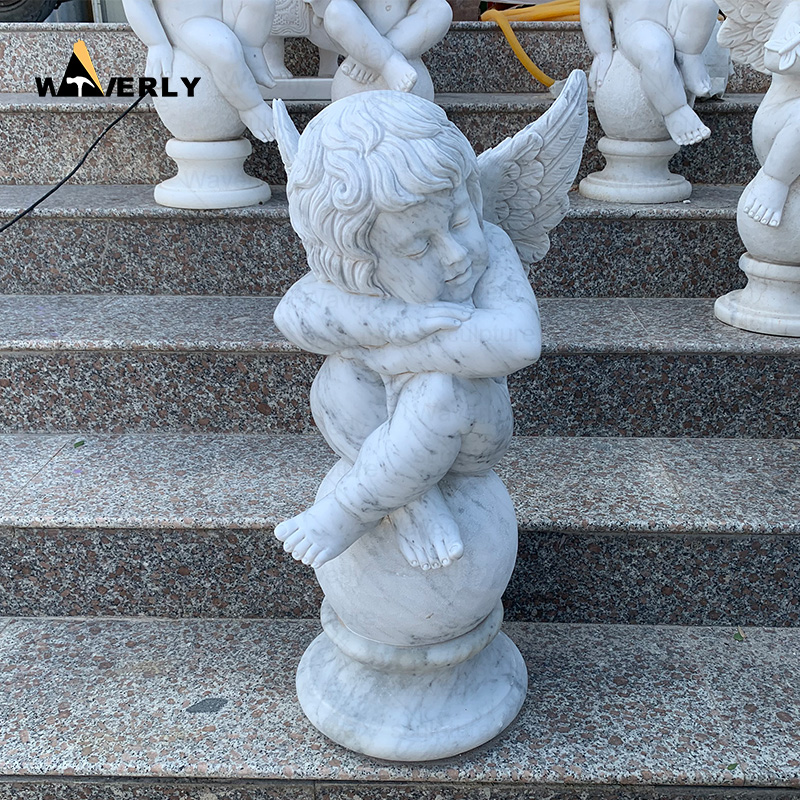 Wholesale white marble cherub statue for sale MBC24-10-1602