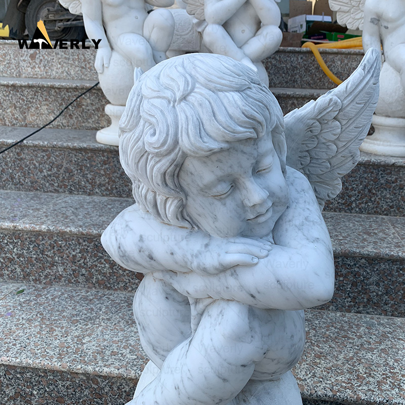 Wholesale white marble cherub statue for sale MBC24-10-1602