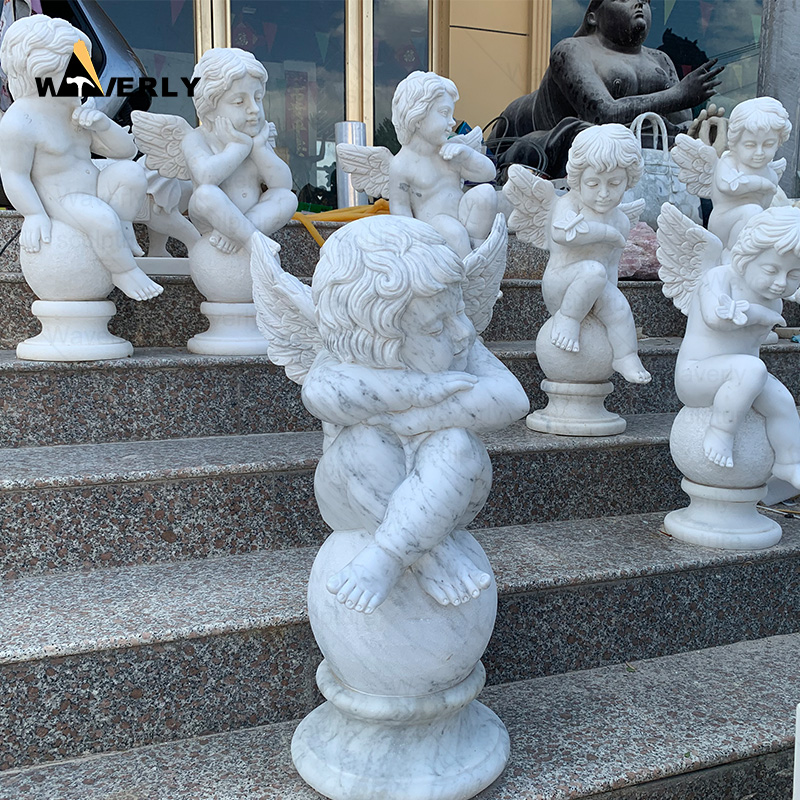 Wholesale white marble cherub statue for sale MBC24-10-1602