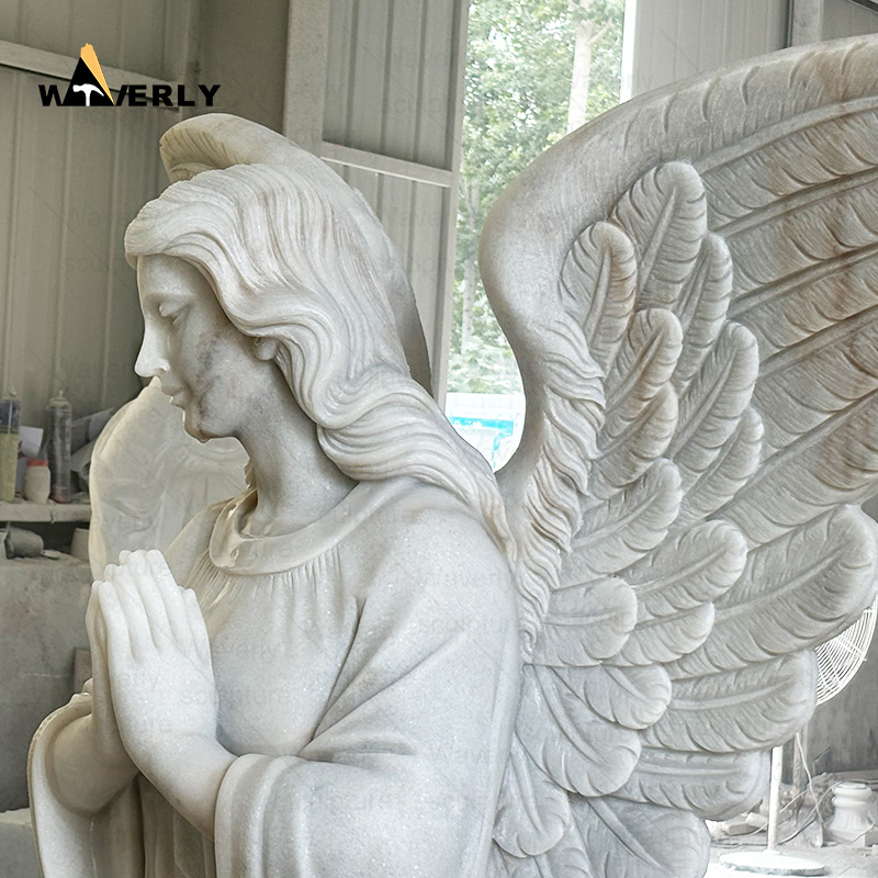 life size white marble pray angel statue -MBc21-10-1704