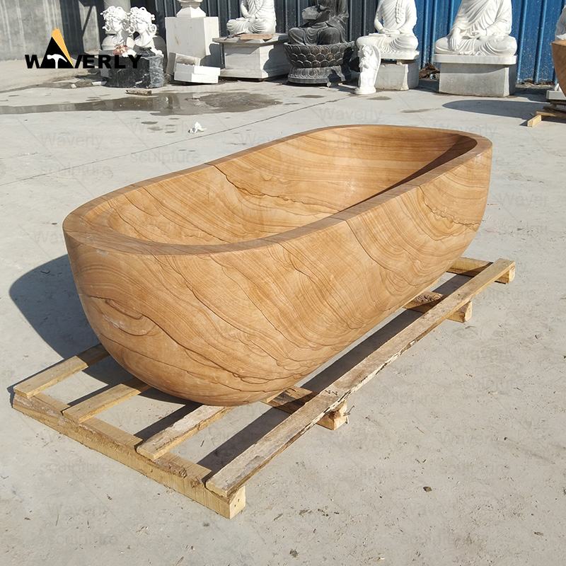 Freestanding Wood grain marble bathtub C24-101802