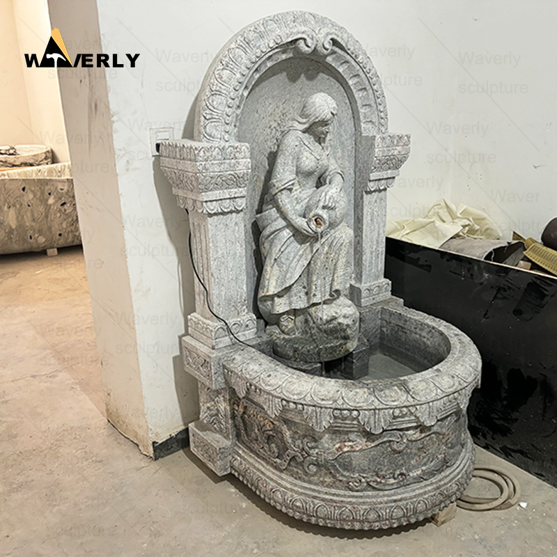 Garden indoor decor antique stone woman statue wall fountain -MFC102102