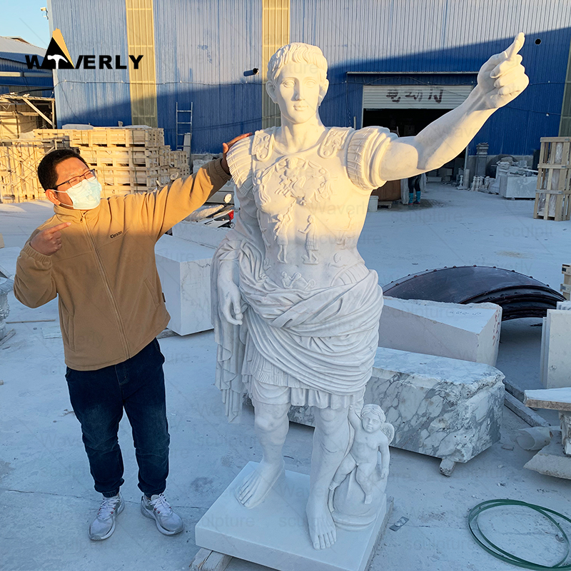 large size white marble Julius caesar augustus statue -MFC11402