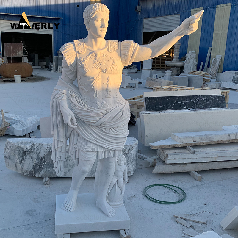 large size white marble Julius caesar augustus statue -MFC11402