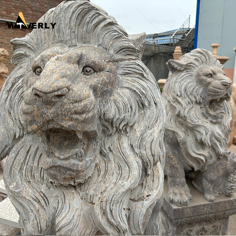 Garden natural stone lion statues ML-111402