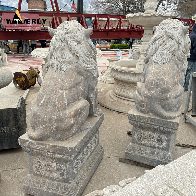 Garden natural stone lion statues ML-111402