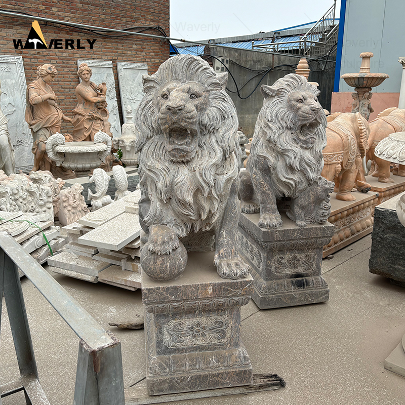 Garden natural stone lion statues ML-111402