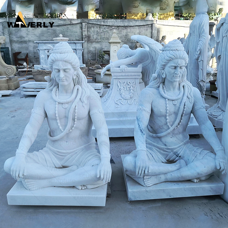 White marble lord shiva statue hindu god MFC24-111404