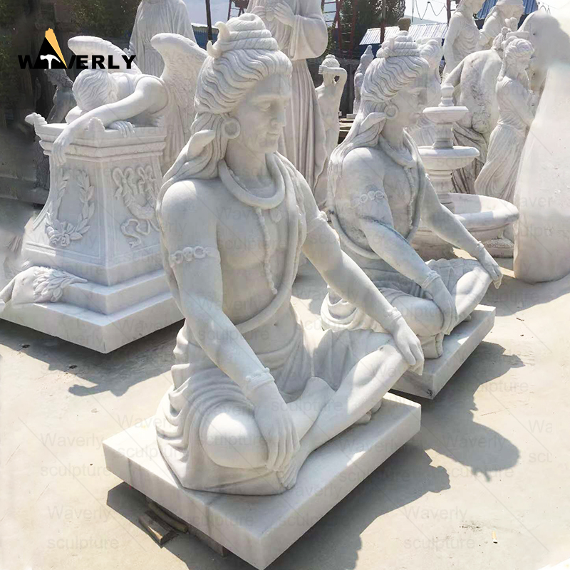 White marble lord shiva statue hindu god MFC24-111404