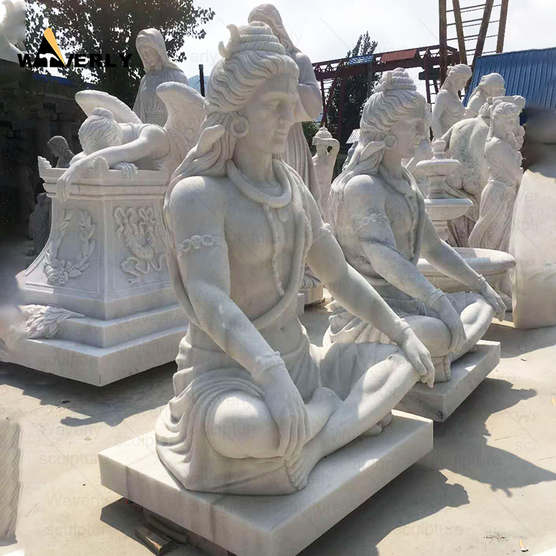 White marble lord shiva statue hindu god MFC24-111404