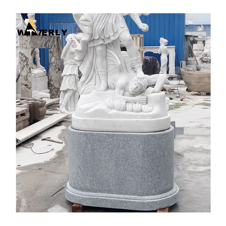 Classic white marble Saint Michael the Archangel sculpture  MAR24-1115-03