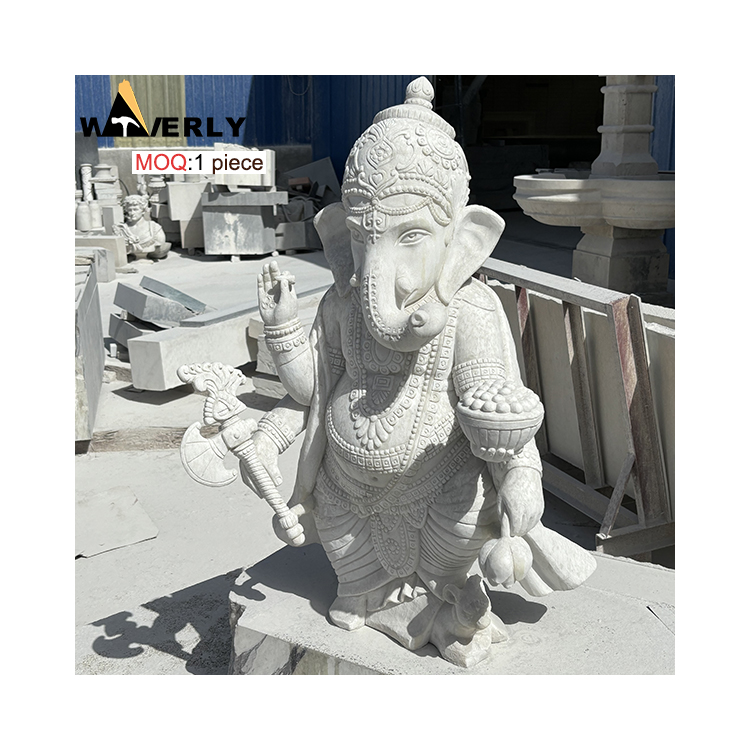 Hand Carved Indian God Marble Ganesha Sculpture  MAR24-1115-08