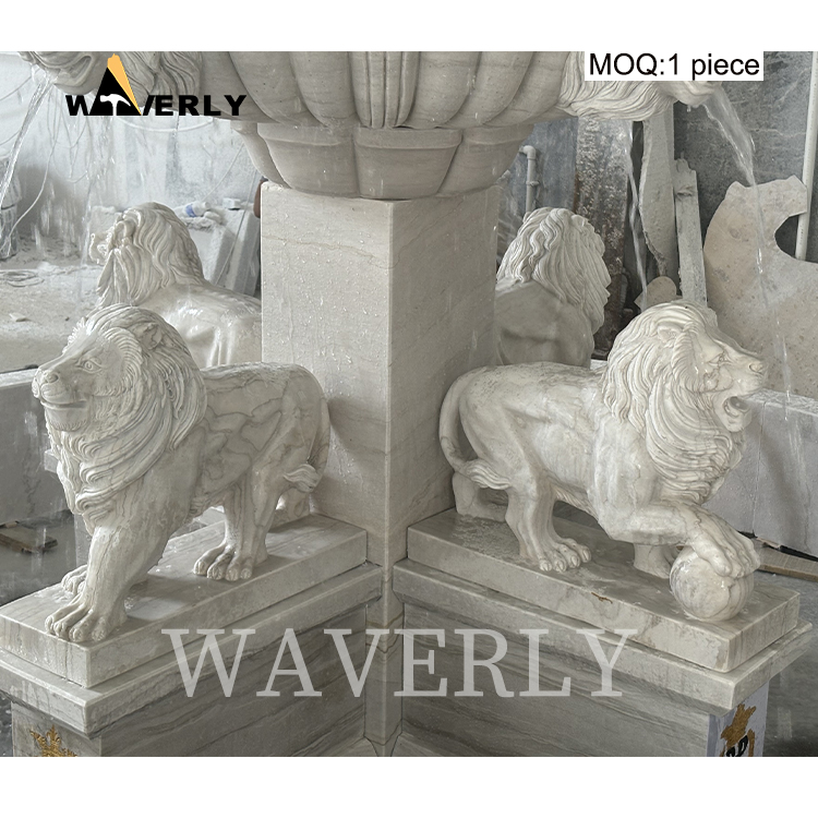 Hot Sale White Marble Lion Statue Fountain  MAR24-1118-06