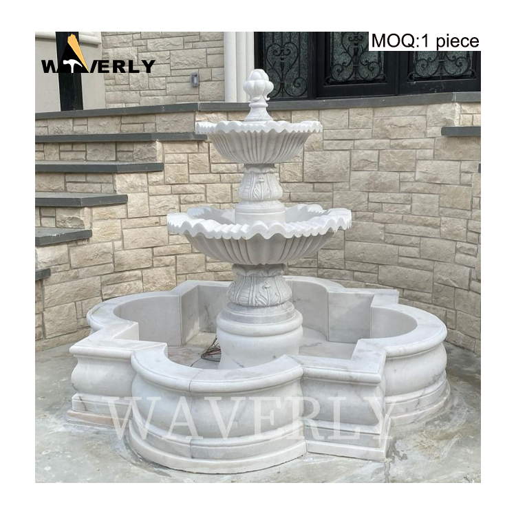 Natural Stone Water Fountain Hot Sale White Marble Fountain   MAR24-1118-10