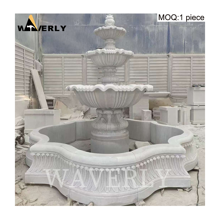 Natural Stone Water Fountain Hot Sale White Marble Fountain   MAR24-1118-10