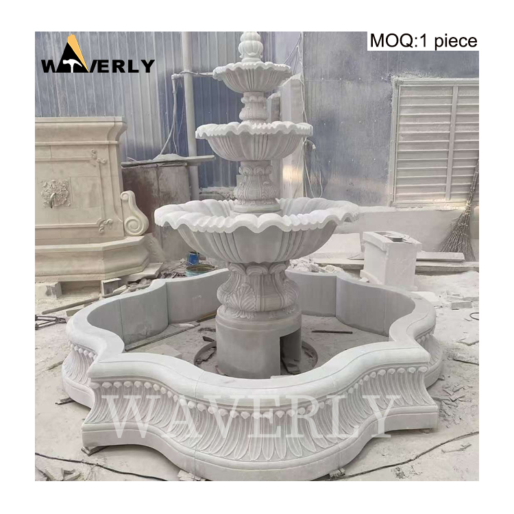 Natural Stone Water Fountain Hot Sale White Marble Fountain   MAR24-1118-10