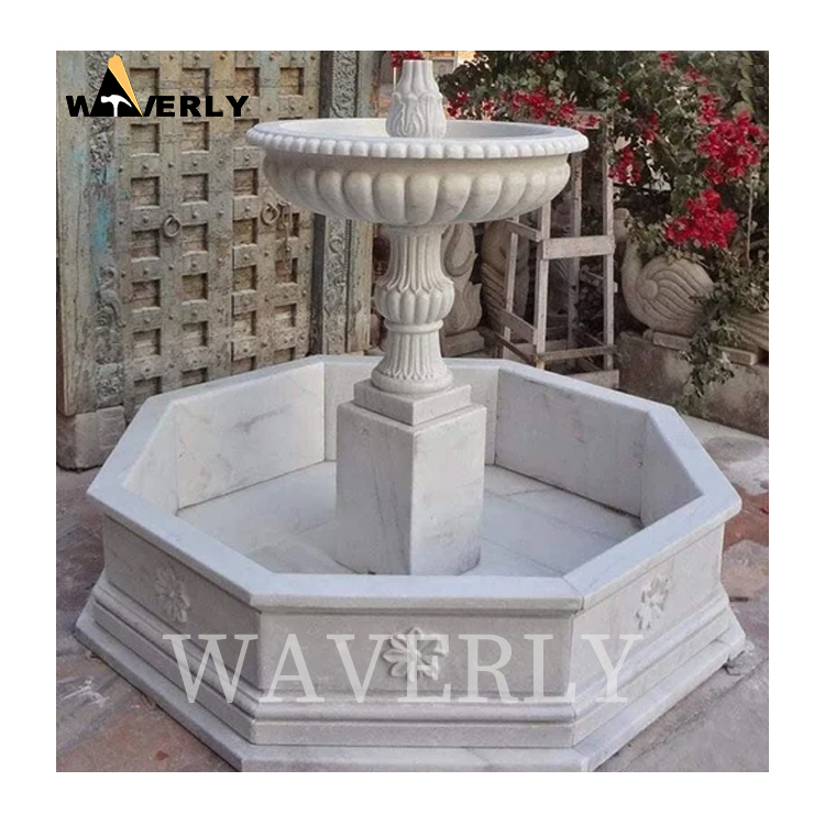 Natural Stone Water Fountain Hot Sale White Marble Fountain   MAR24-1118-10