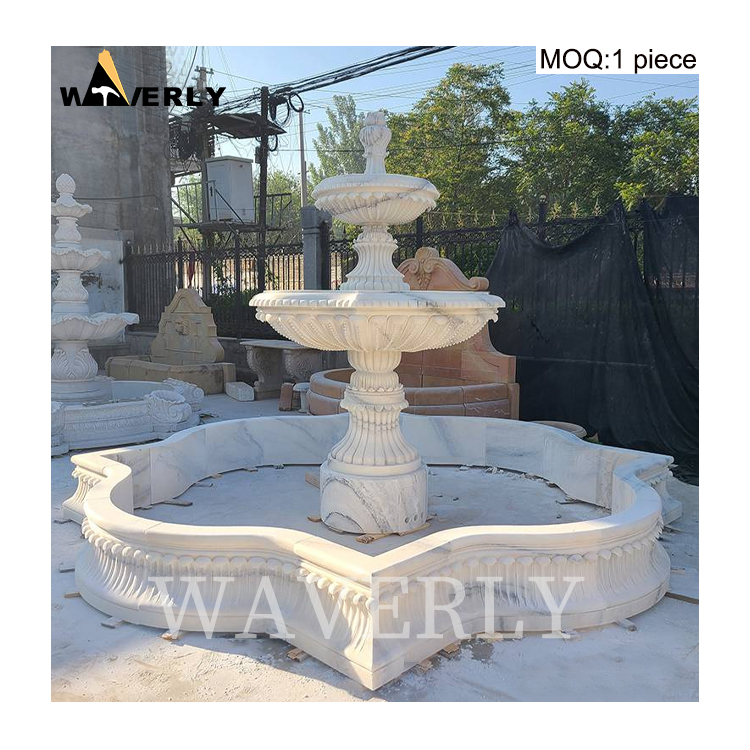 Natural Stone Water Fountain Hot Sale White Marble Fountain   MAR24-1118-10