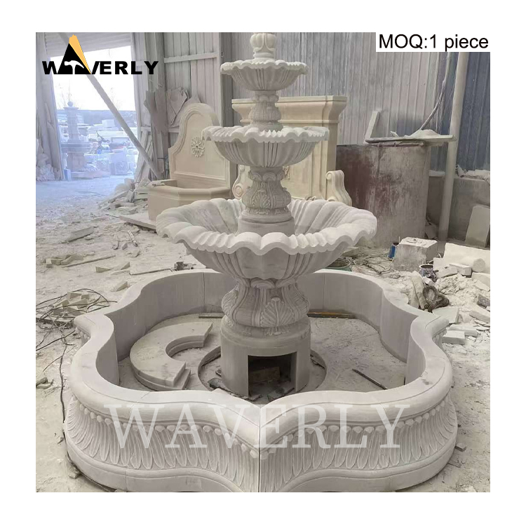 Natural Stone Water Fountain Hot Sale White Marble Fountain   MAR24-1118-10